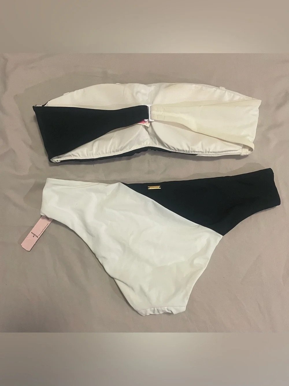 Victoria's Secret Black and White Two-Tone Bandeau Bikini Set